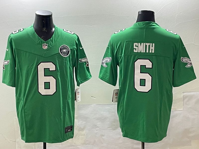 Men Philadelphia Eagles #6 Smith Green three generations 2025 Nike Vapor Limited NFL Jersey style 3